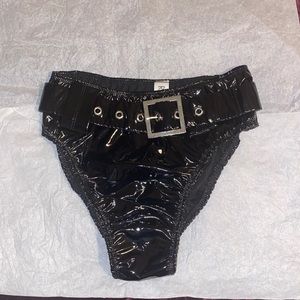 NWOT Roma Liquid Latex Belted Shorts